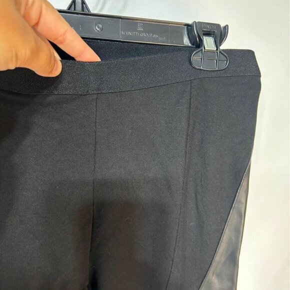 Womans black leggings with vegan leather panels. Excellent condition. Elastic wa - Picture 5 of 10
